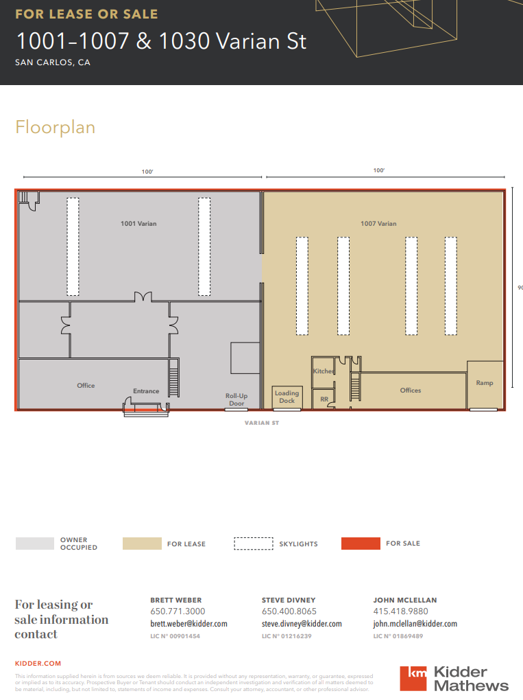 1001-1007 Varian St, San Carlos, CA en venta Plano de la planta- Imagen 1 de 1