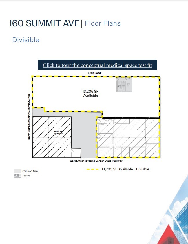 160 Summit Ave, Montvale, NJ en alquiler Plano de la planta- Imagen 1 de 1