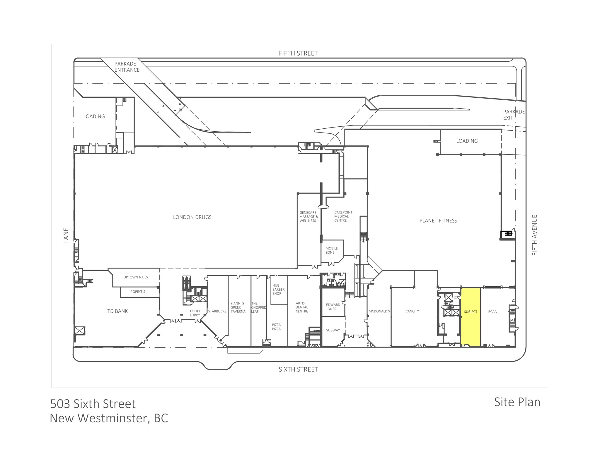 555 Sixth St, New Westminster, BC en alquiler Plano del sitio- Imagen 1 de 1