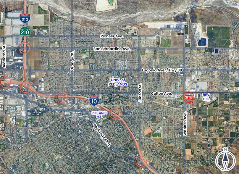 724 N Wabash Ave, Redlands, CA en venta - Vista aérea - Imagen 3 de 9