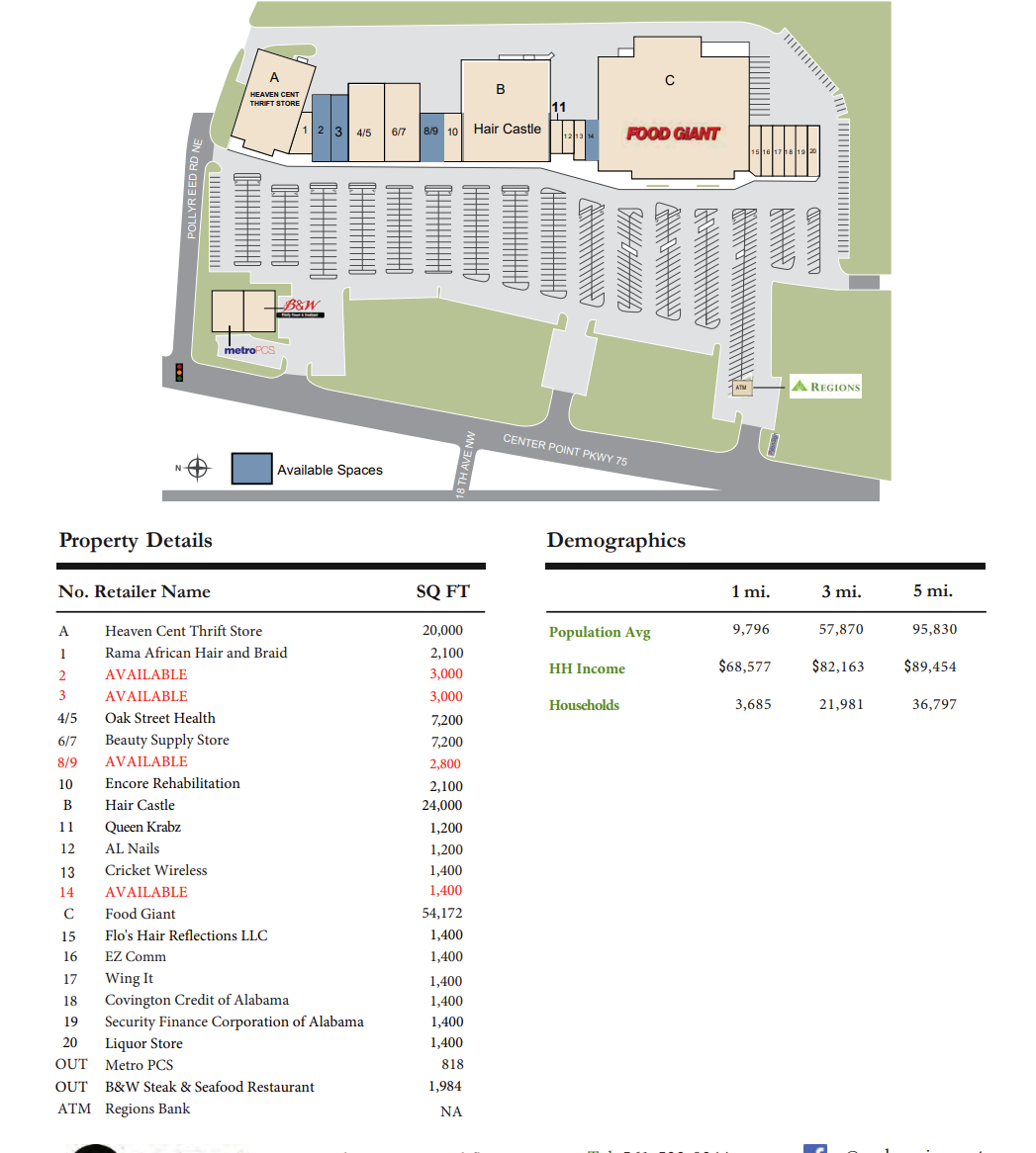 1671-1691 Center Point Pky, Birmingham, AL en alquiler Plano del sitio- Imagen 1 de 1