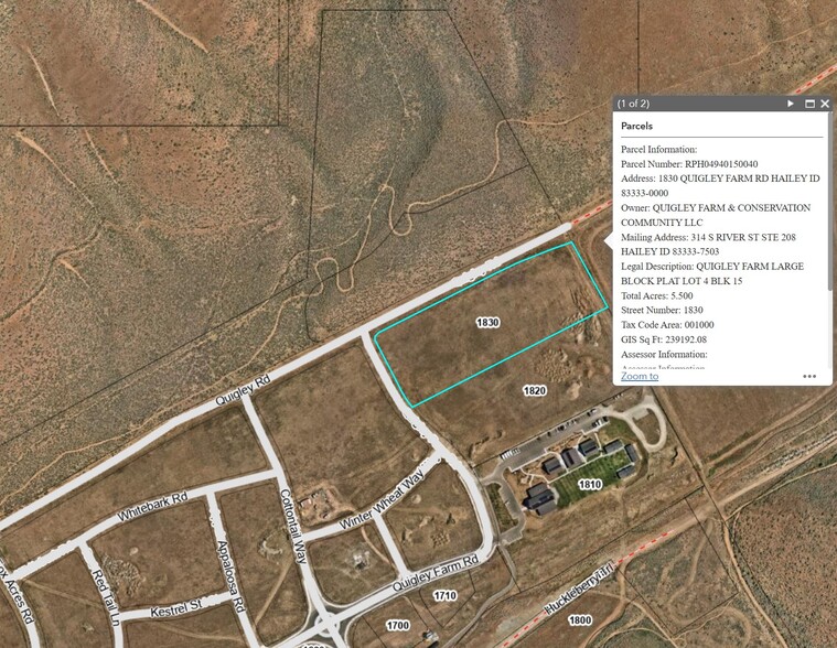 1830 Quigley Farm Rd, Hailey, ID en venta - Foto del edificio - Imagen 2 de 2