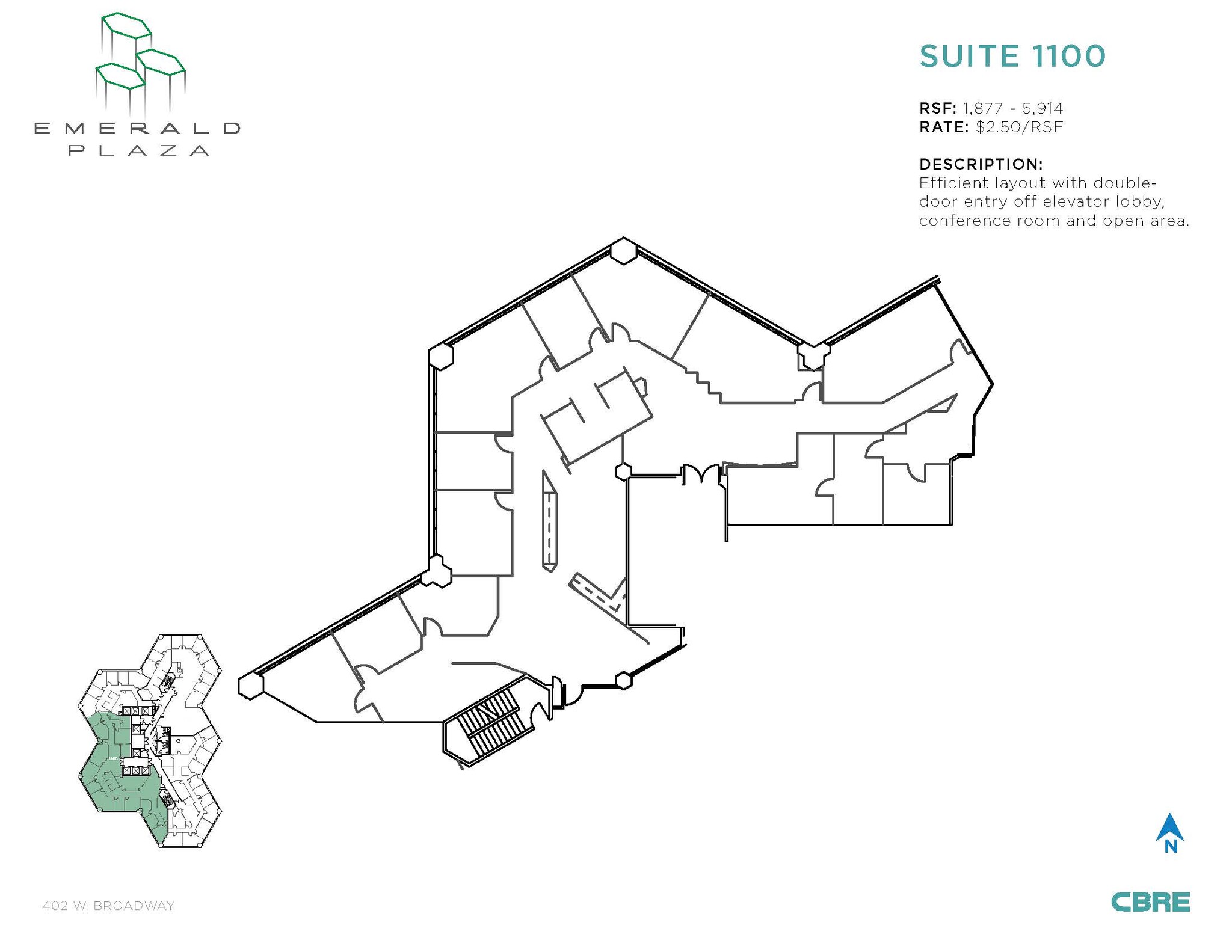 402 W broadway, San Diego, CA en alquiler Plano de la planta- Imagen 1 de 3