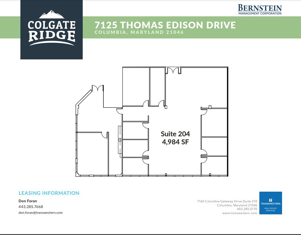 7125 Thomas Edison Dr, Columbia, MD en venta Plano de la planta- Imagen 1 de 2