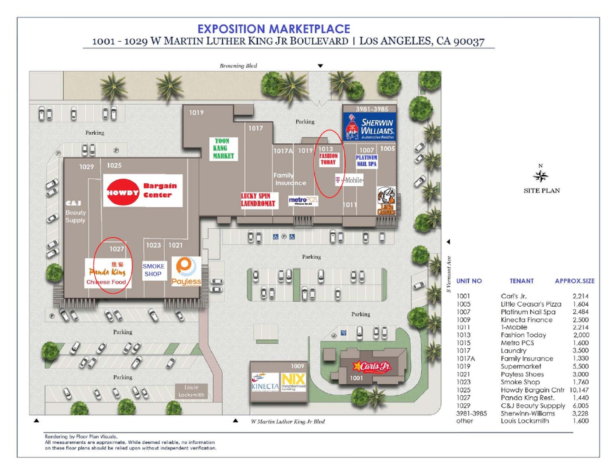 1007-1023 W Martin Luther King Jr Blvd, Los Angeles, CA en alquiler Plano del sitio- Imagen 1 de 4