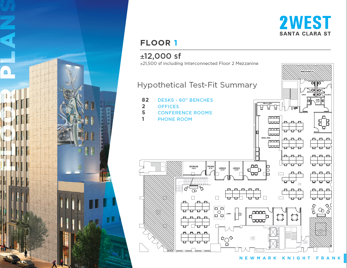 2 W Santa Clara St, San Jose, CA en alquiler Plano de la planta- Imagen 1 de 1