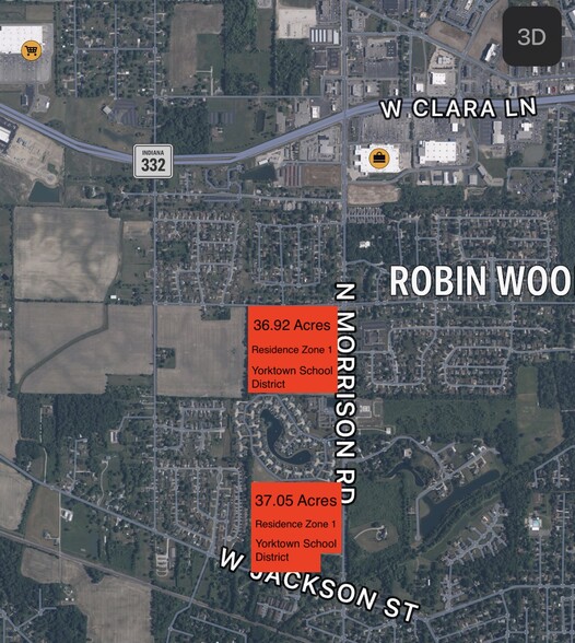 LAND W PETTY Rd, Muncie, IN en venta - Vista aérea - Imagen 1 de 2