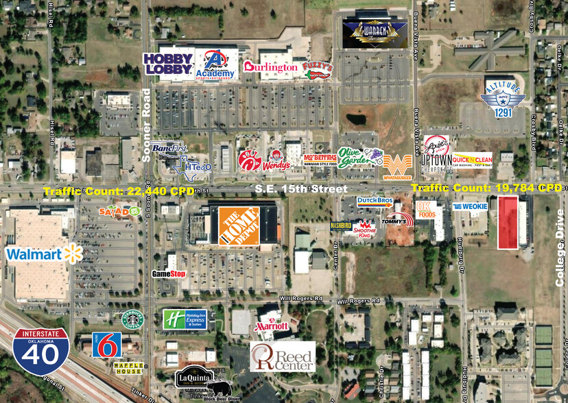 6208-6216 SE 15th St, Midwest City, OK en venta - Vista aérea - Imagen 1 de 2