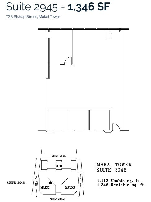 733 Bishop St, Honolulu, HI en alquiler Plano de la planta- Imagen 1 de 1