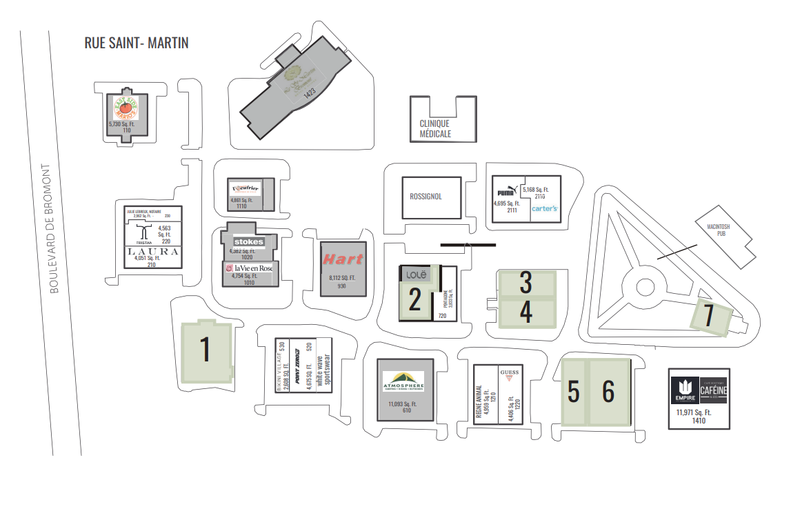 105 Boul Du Carrefour, Bromont, QC en alquiler Plano de la planta- Imagen 1 de 2