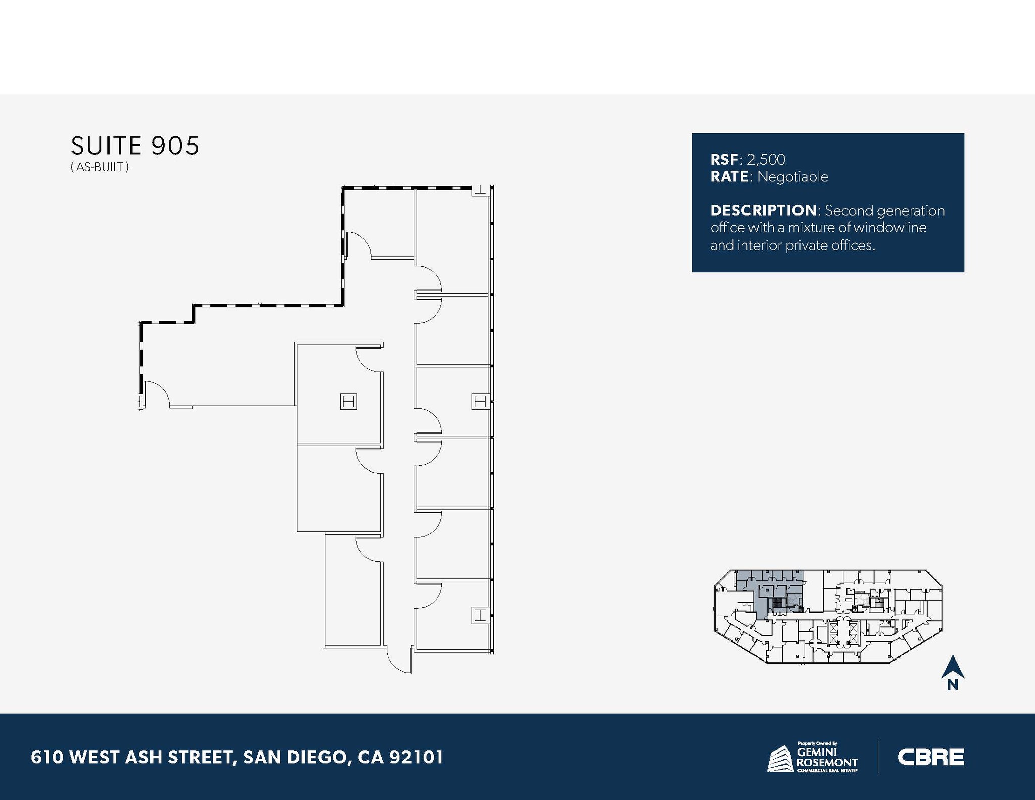 610 W Ash St, San Diego, CA en alquiler Plano de la planta- Imagen 1 de 1