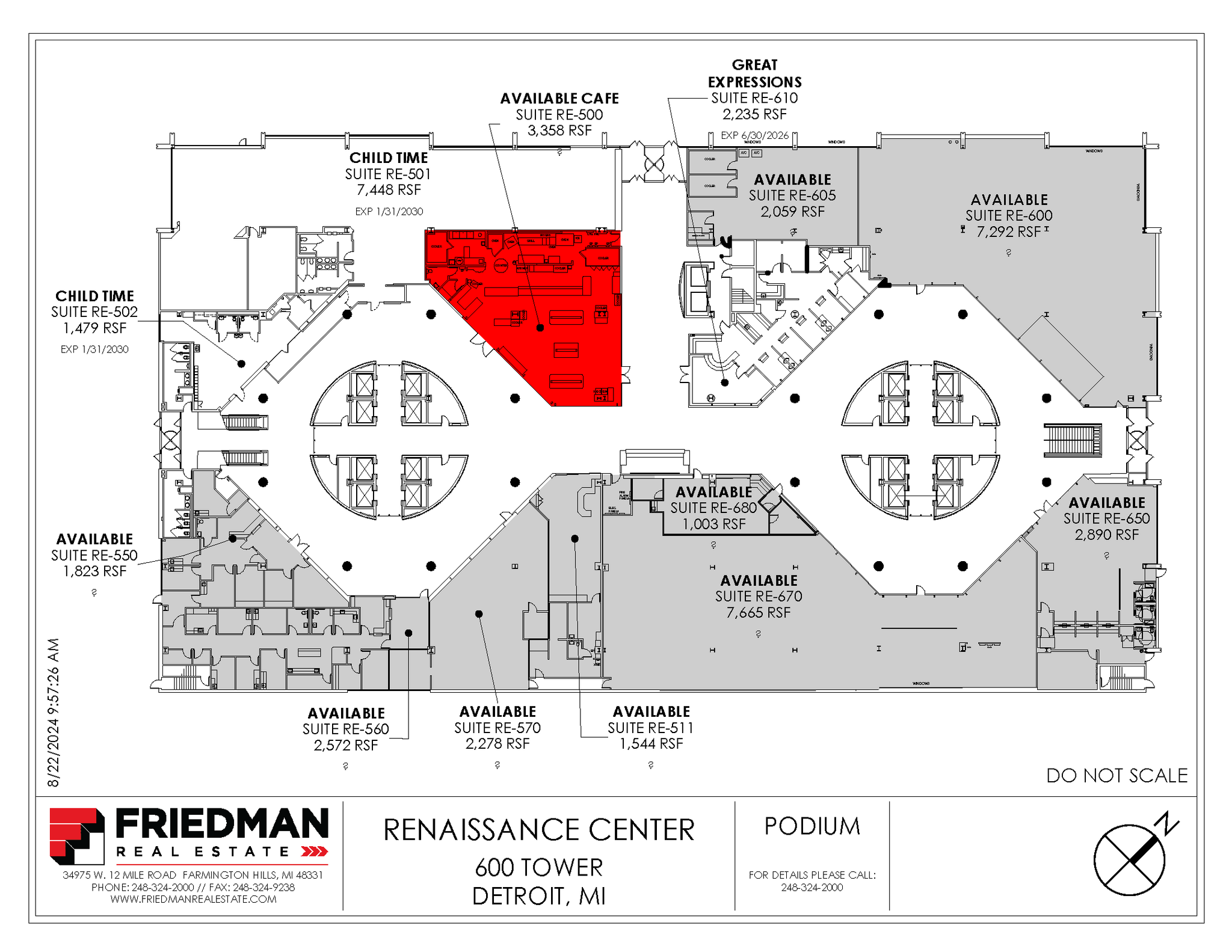 600 Renaissance Ctr, Detroit, MI en alquiler Plano de la planta- Imagen 1 de 1