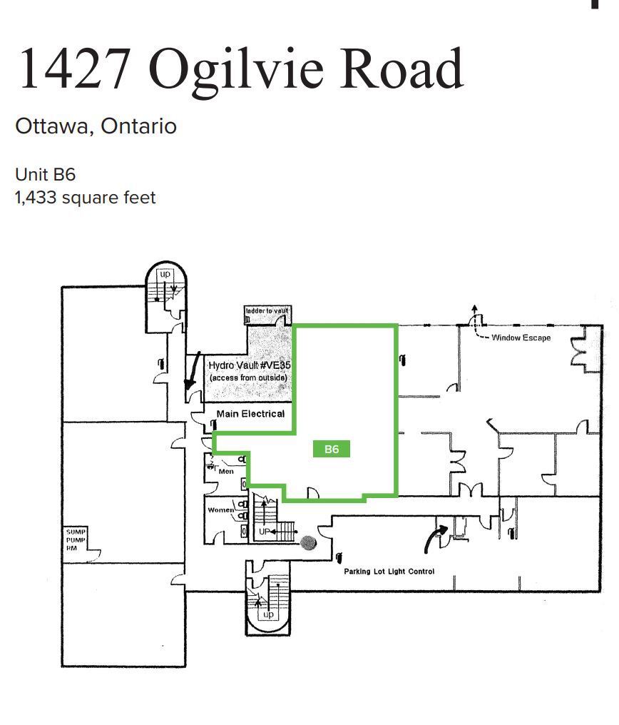 1427 Ogilvie Rd, Ottawa, ON en alquiler Plano de la planta- Imagen 1 de 1