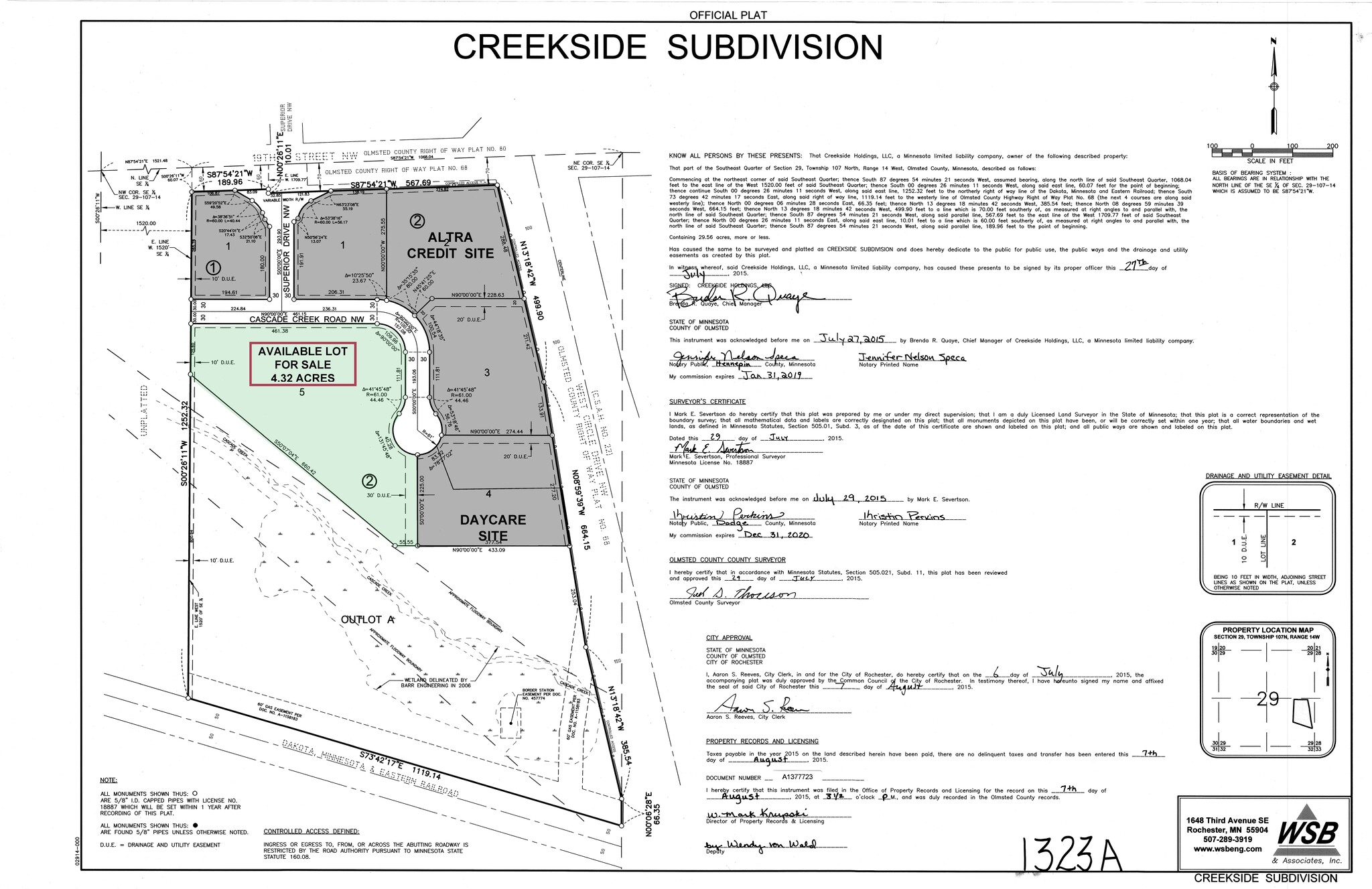 Cascade Creek NW rd, Rochester, MN en venta Plano de solar- Imagen 1 de 2