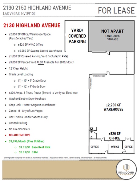 2130-2150 Highland Ave, Las Vegas, NV en alquiler - Plano de la planta - Imagen 3 de 7