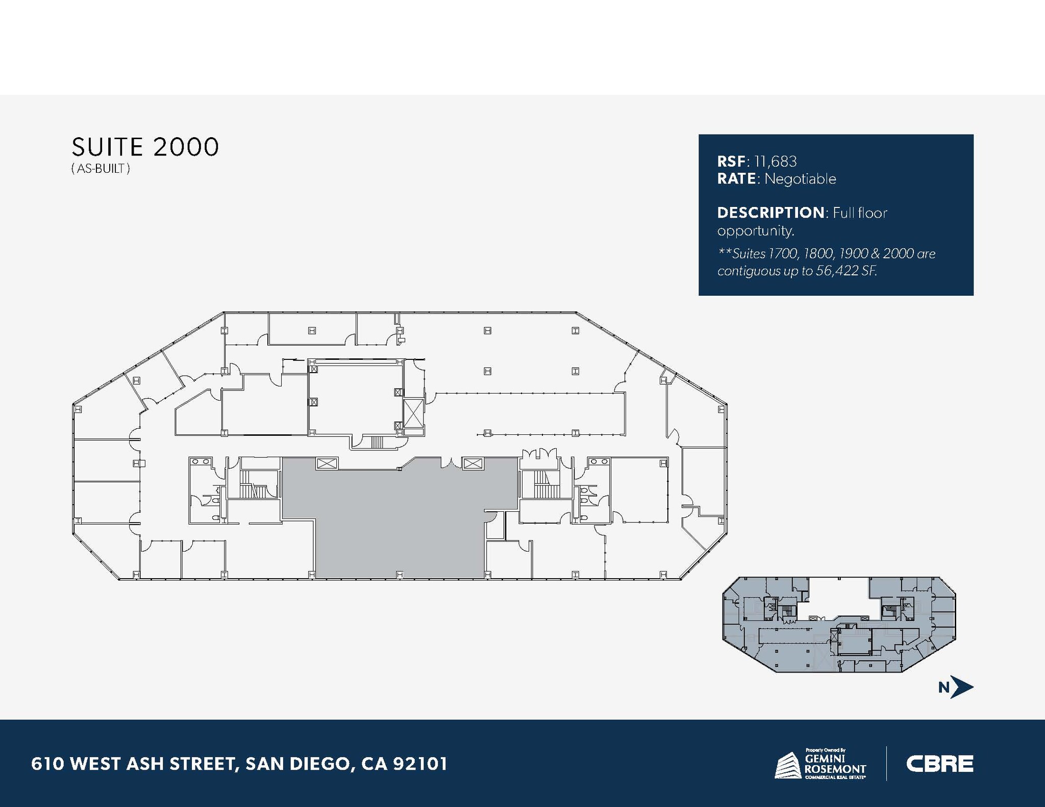 610 W Ash St, San Diego, CA en alquiler Plano de la planta- Imagen 1 de 1