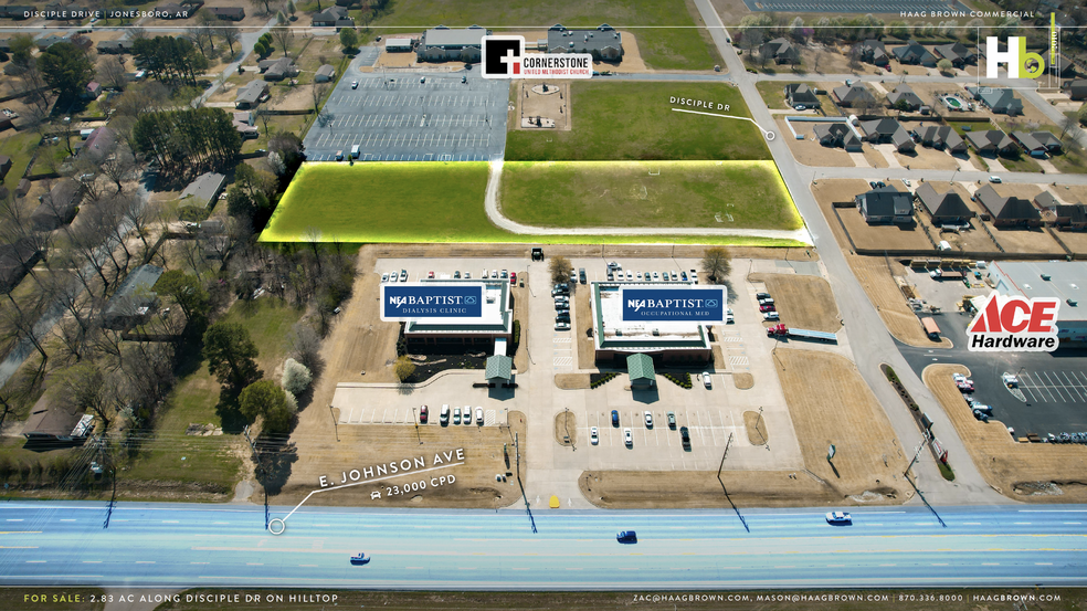 2.83 AC Disciple Dr., Jonesboro, AR en venta - Vista aérea - Imagen 3 de 6