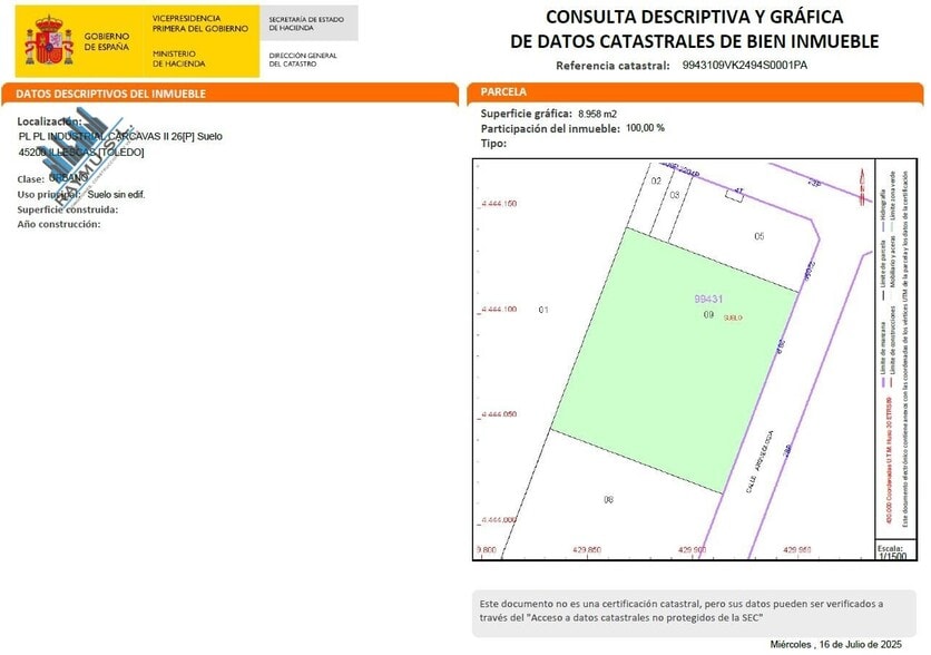 Polígono Industrial Carcavas II, 2203P, Illescas, Toledo en venta - Plano de solar - Imagen 3 de 4