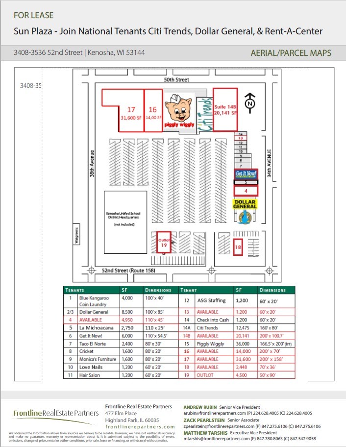 3536-3600 52nd St, Kenosha, WI en alquiler Plano del sitio- Imagen 1 de 1