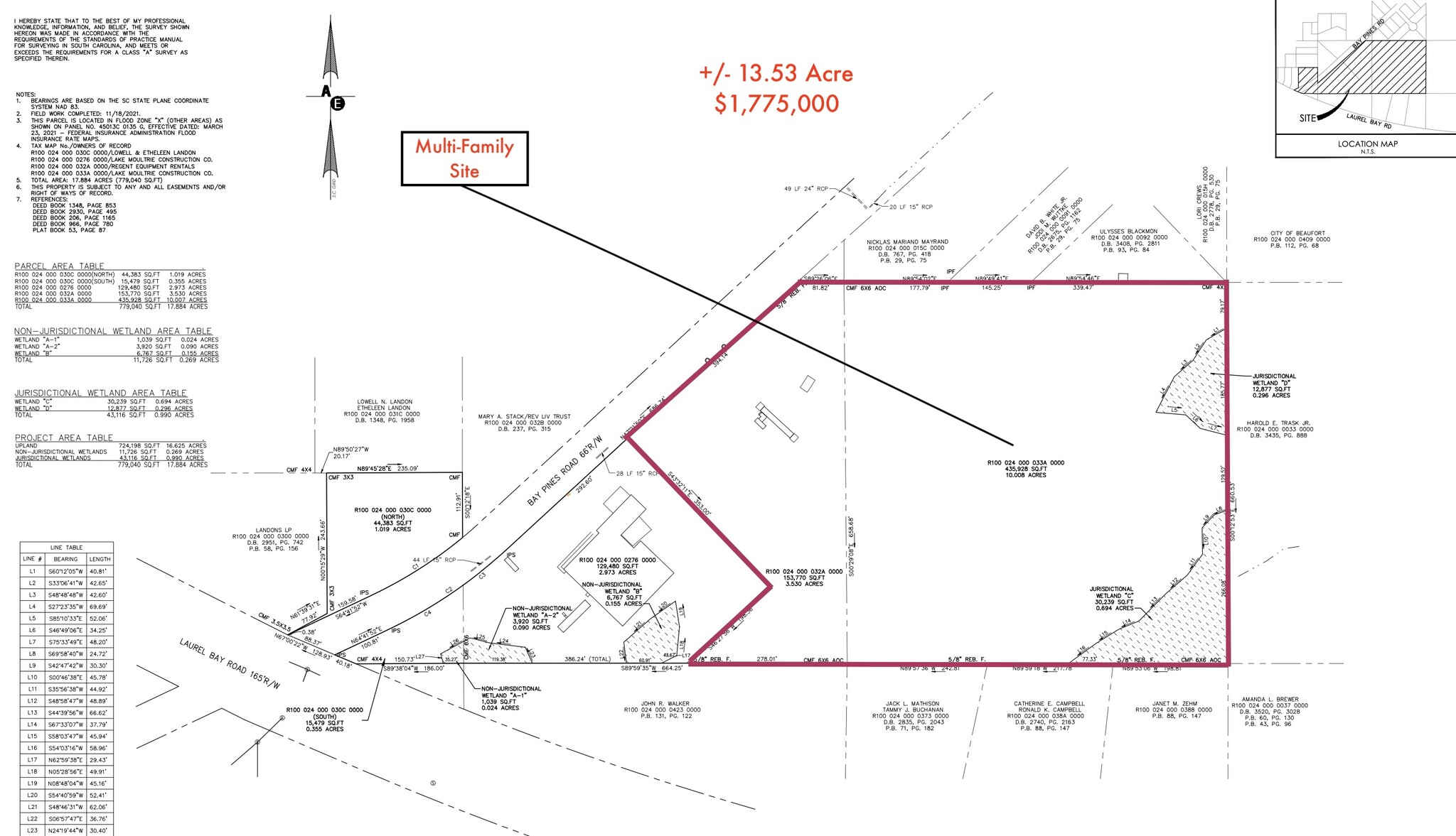 Bay Pines MF, Beaufort, SC en venta Plano de solar- Imagen 1 de 2