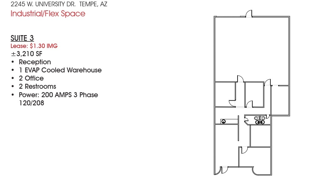 2245 W University Dr, Tempe, AZ en alquiler Plano de la planta- Imagen 1 de 1