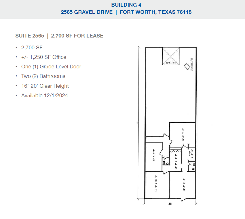 2501-2519 Gravel Dr, Fort Worth, TX en alquiler Plano de la planta- Imagen 1 de 1