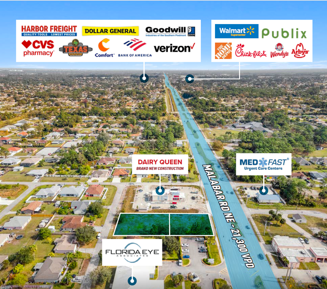 191 Malabar Rd NW, Palm Bay, FL en venta - Vista aérea - Imagen 3 de 4