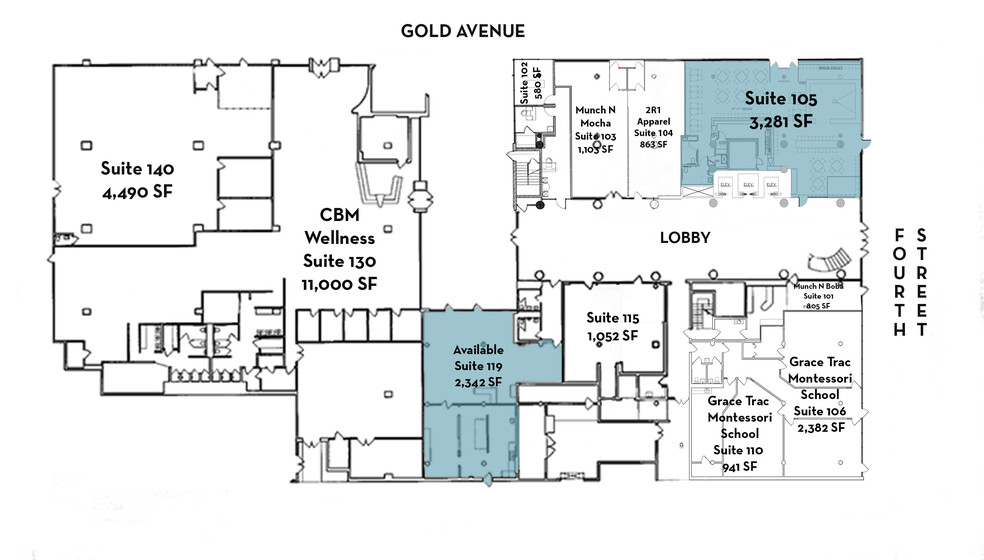 400 Gold Ave SW, Albuquerque, NM en alquiler - Plano de la planta - Imagen 2 de 11