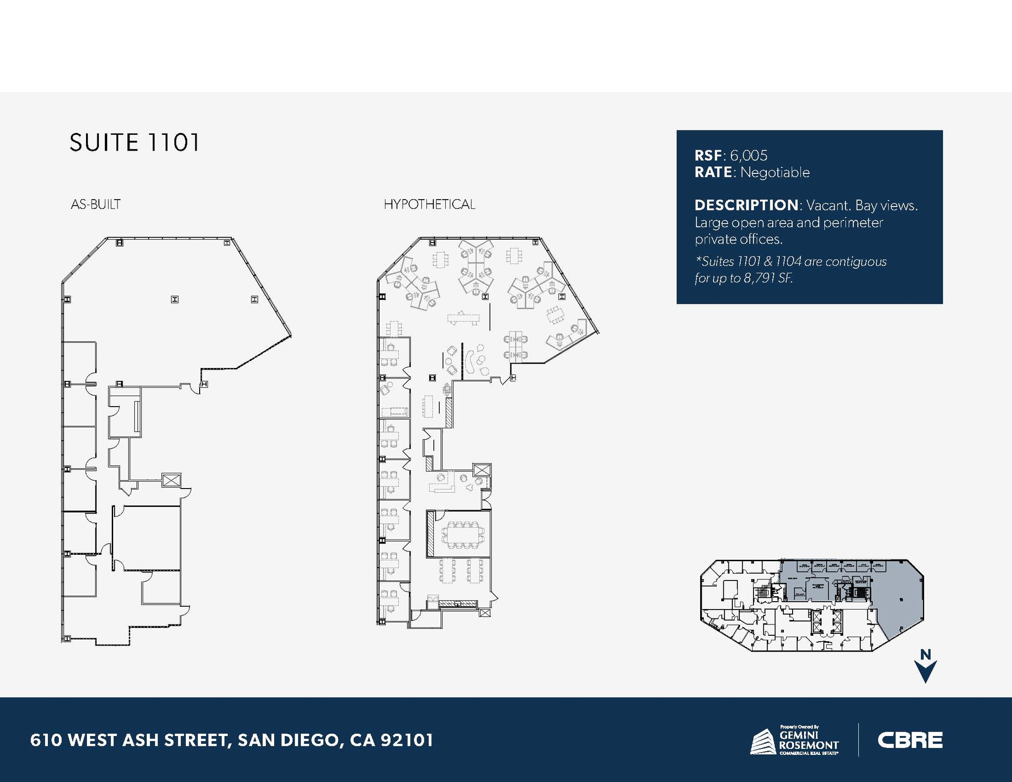 610 W Ash St, San Diego, CA en alquiler Plano de la planta- Imagen 1 de 1