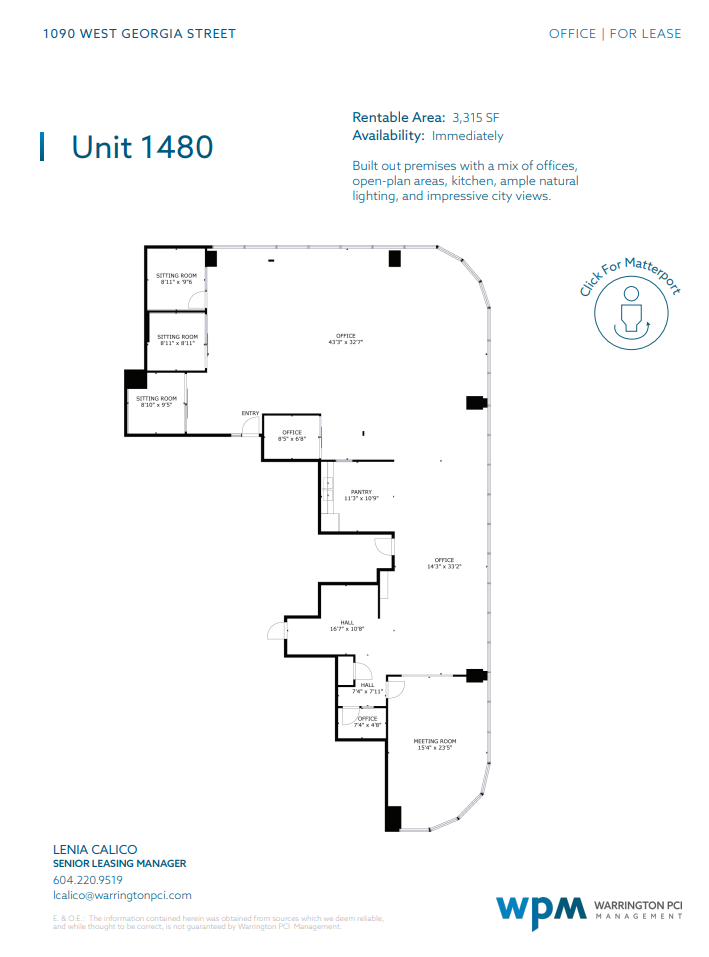 1090 W Georgia St, Vancouver, BC en alquiler Plano de la planta- Imagen 1 de 1