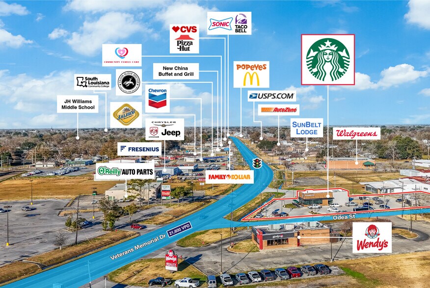 Veterans Memorial Drive & Odea Street, Abbeville, LA en venta - Vista aérea - Imagen 3 de 4