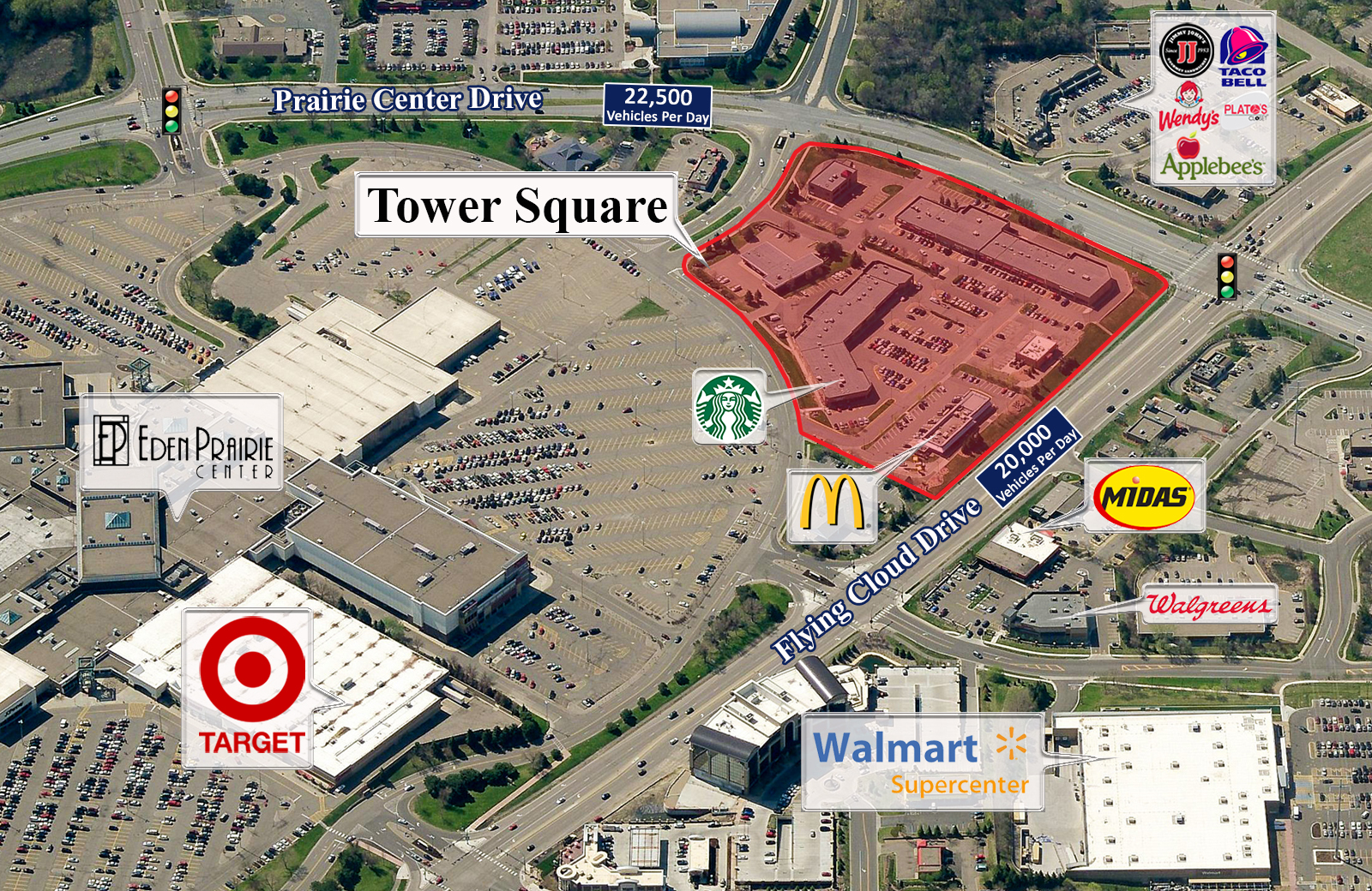 561-565 Prairie Center Dr, Eden Prairie, MN en alquiler Vista aérea- Imagen 1 de 3