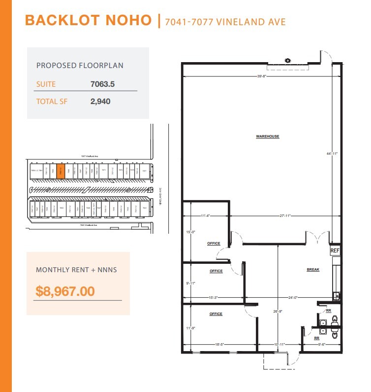 7059-7077 1/2 Vineland Ave, North Hollywood, CA en alquiler Plano de la planta- Imagen 1 de 1