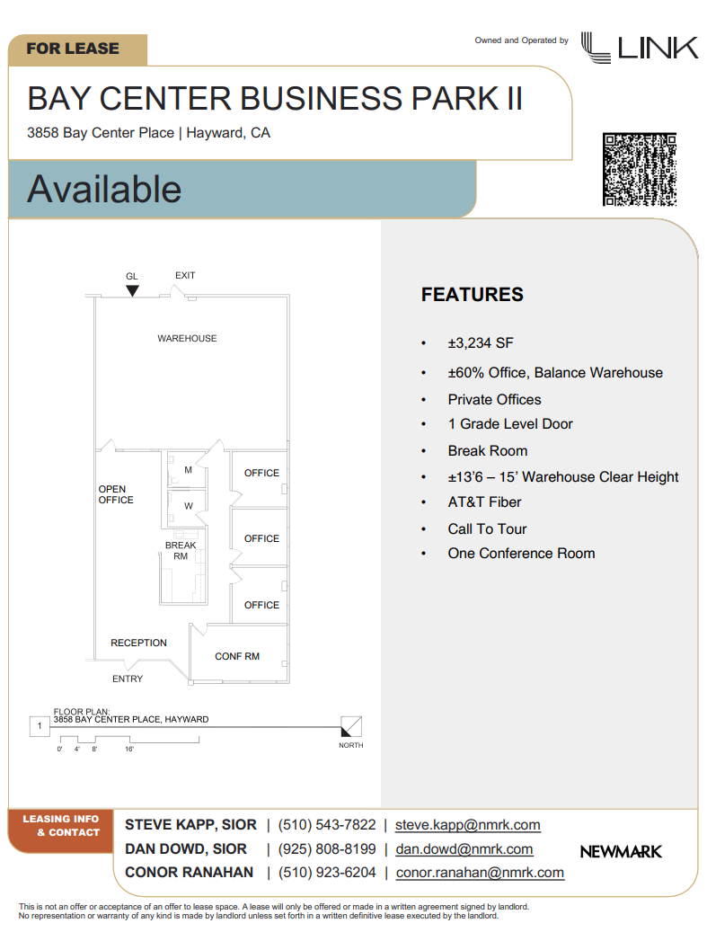 3832 Bay Center Pl, Hayward, CA en alquiler Plano de la planta- Imagen 1 de 1