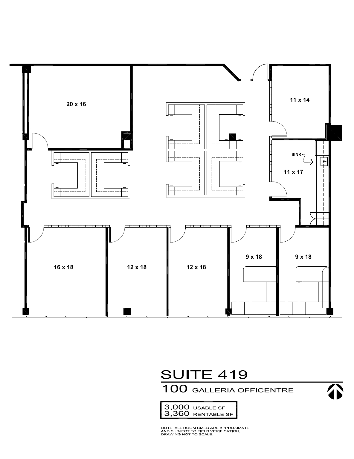 100 Galleria Officentre, Southfield, MI en venta Plano de la planta- Imagen 1 de 2