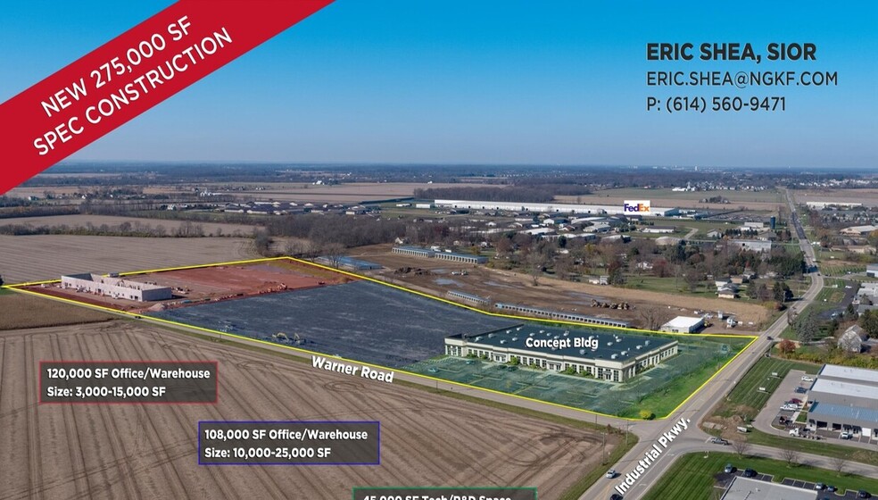 8510 Warner Rd, Plain City, OH en alquiler - Vista aérea - Imagen 2 de 12