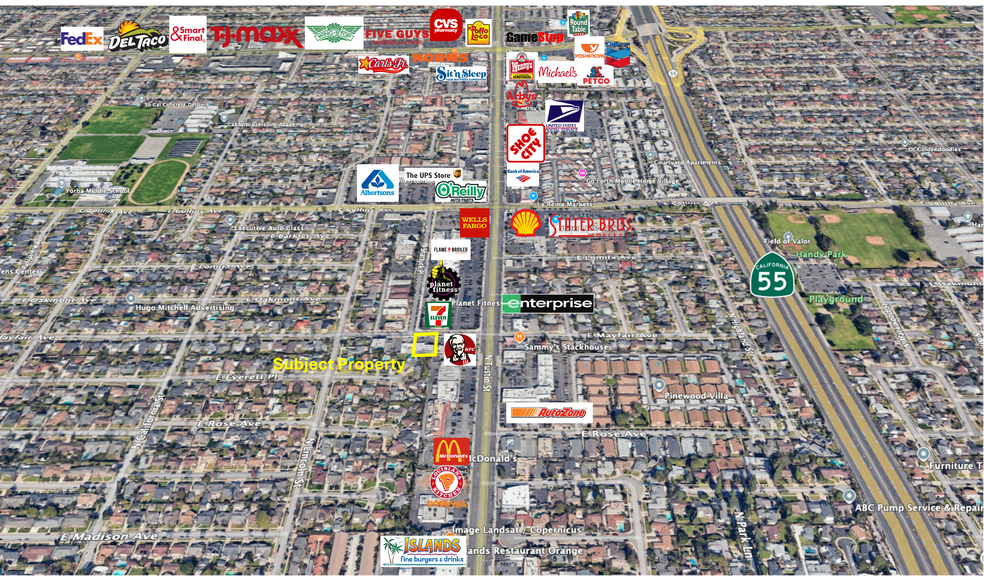 1600-1612 E Mayfair Ave, Orange, CA en venta - Vista aérea - Imagen 2 de 8