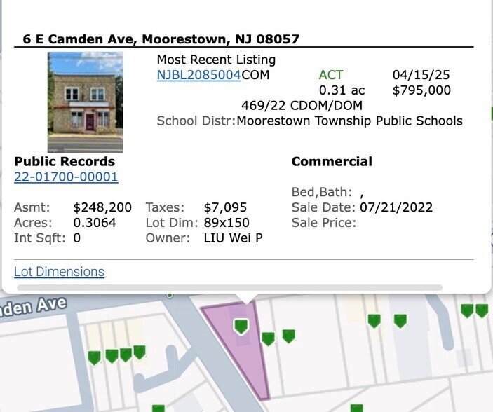 6 E Camden Ave, Moorestown, NJ, 08057 cartera de 2 inmuebles en venta en LoopNet.es - Foto del edificio - Imagen 2 de 16