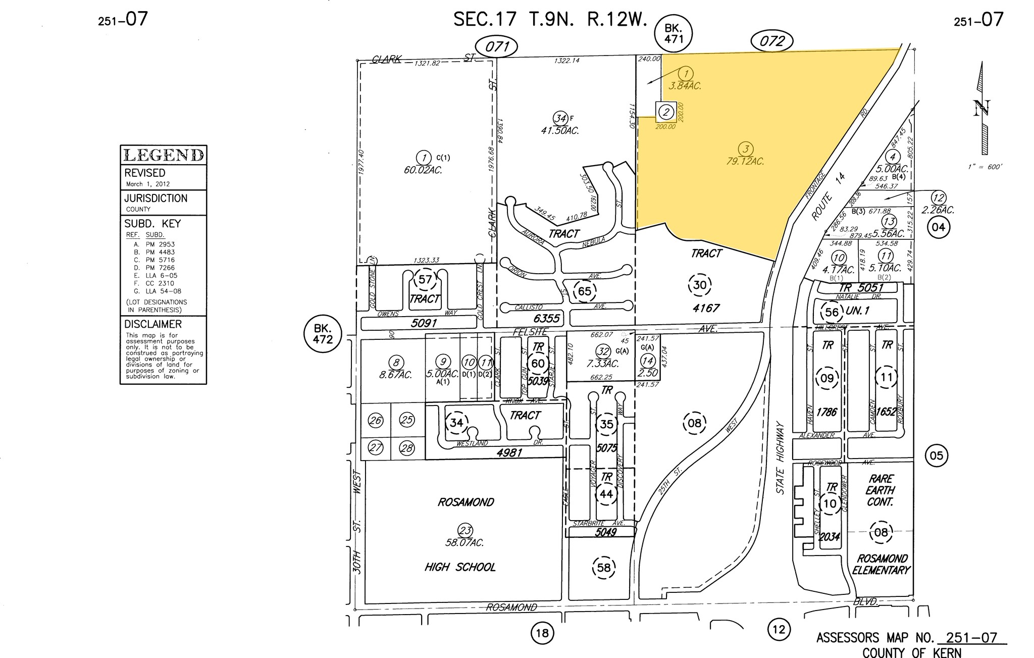 Frontage Rd, Rosamond, CA en venta Plano de solar- Imagen 1 de 2