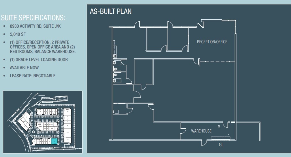 8902 Activity Rd, San Diego, CA en alquiler Plano de la planta- Imagen 1 de 2