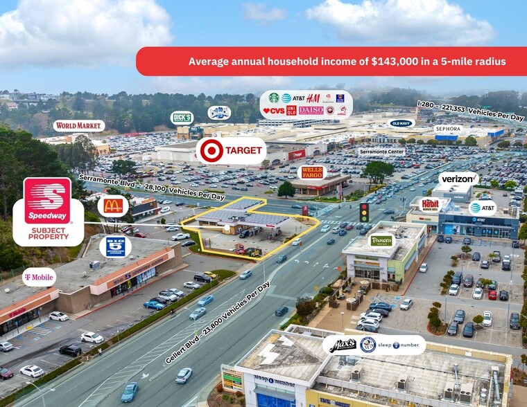 501 Serramonte Blvd, Daly City, CA en venta - Vista aérea - Imagen 2 de 7