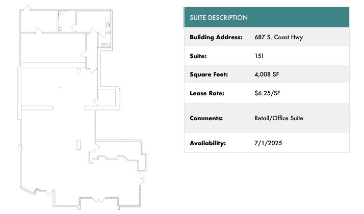 687 S Coast Highway 101, Encinitas, CA en alquiler Plano de la planta- Imagen 1 de 1