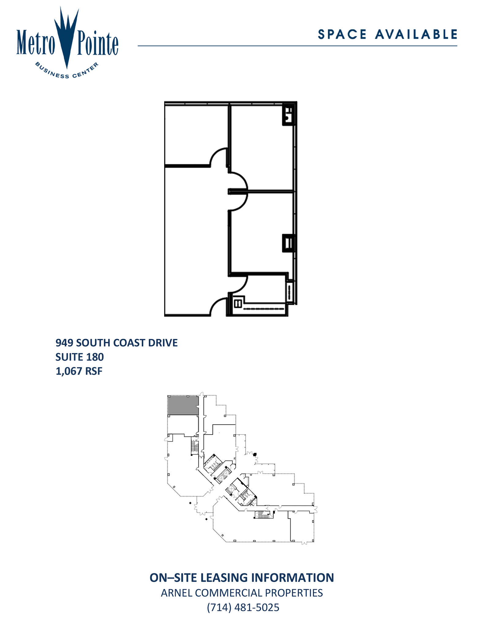 949 S Coast Dr, Costa Mesa, CA en alquiler Plano de la planta- Imagen 1 de 1