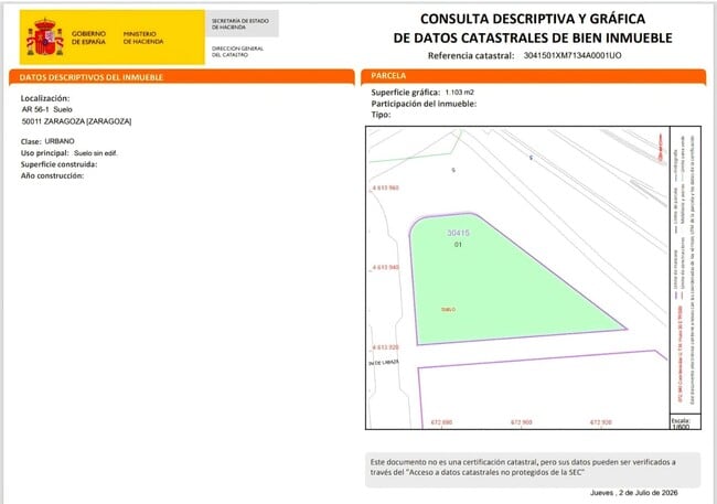 Más detalles de Camino del Pilón, Zaragoza - Terreno en venta
