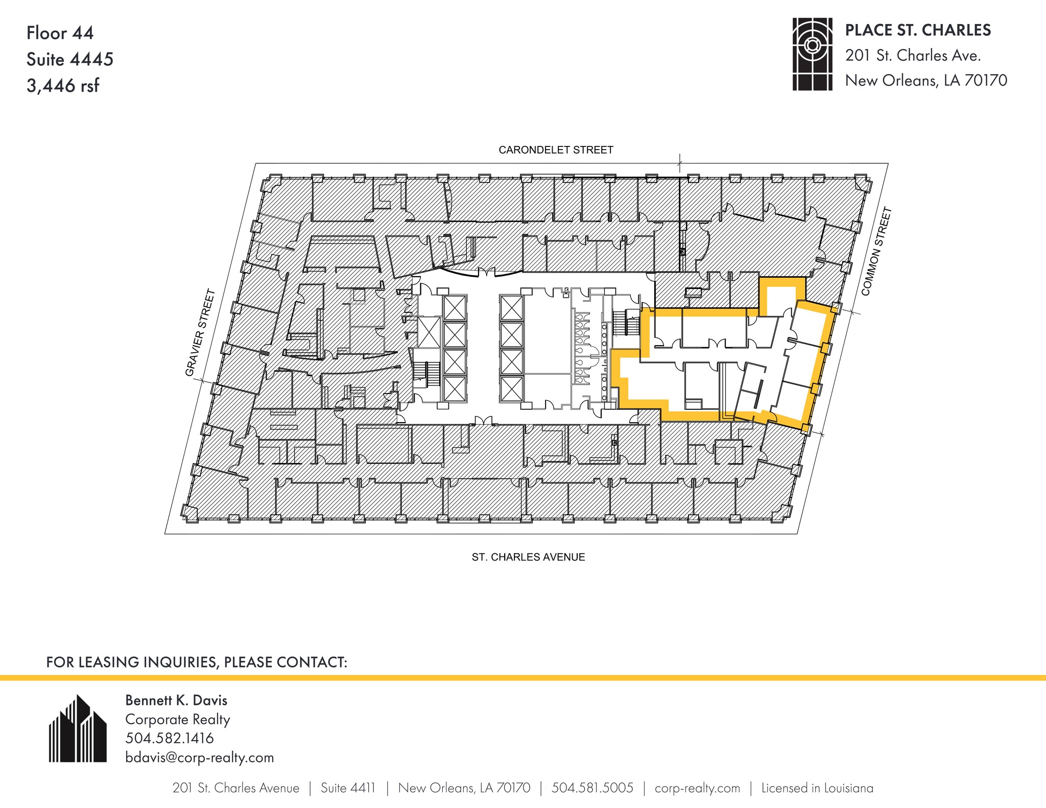 201 St. Charles Ave, New Orleans, LA en alquiler Plano del sitio- Imagen 1 de 1