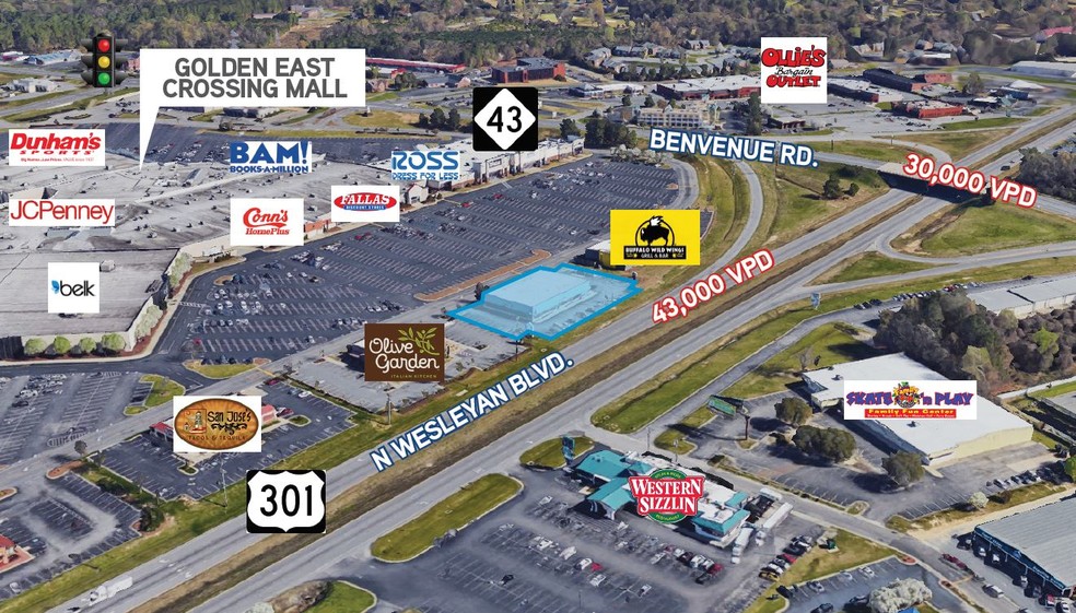 1150 N Wesleyan Blvd, Rocky Mount, NC en venta - Vista aérea - Imagen 2 de 3