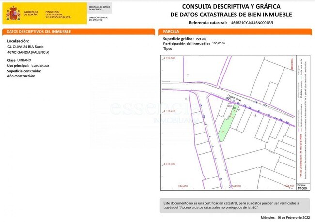 Más detalles de Avinguda Raval, 24, Gandia - Terreno en venta