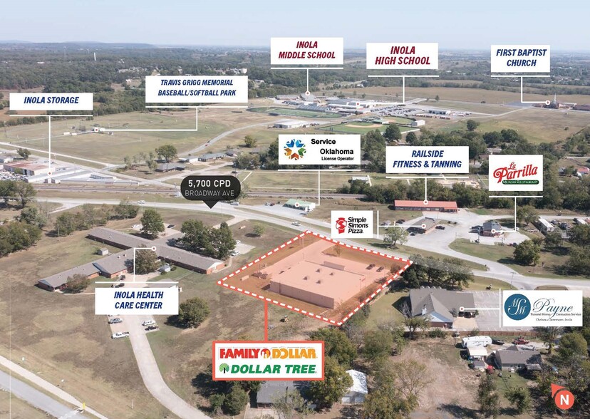 350 N Broadway St, Inola, OK en venta - Vista aérea - Imagen 3 de 4