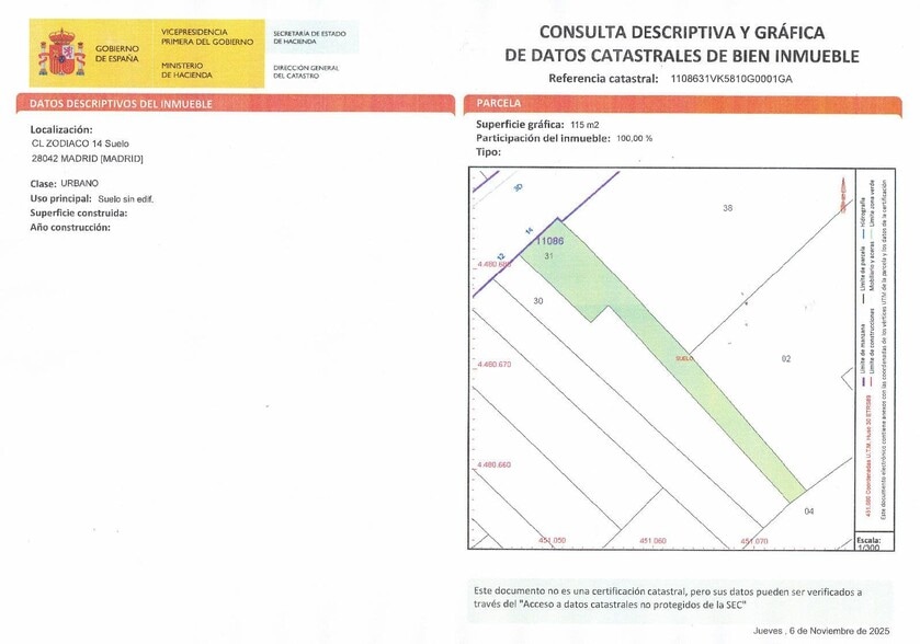 Terreno en Madrid, Madrid en venta - Plano de solar - Imagen 2 de 3