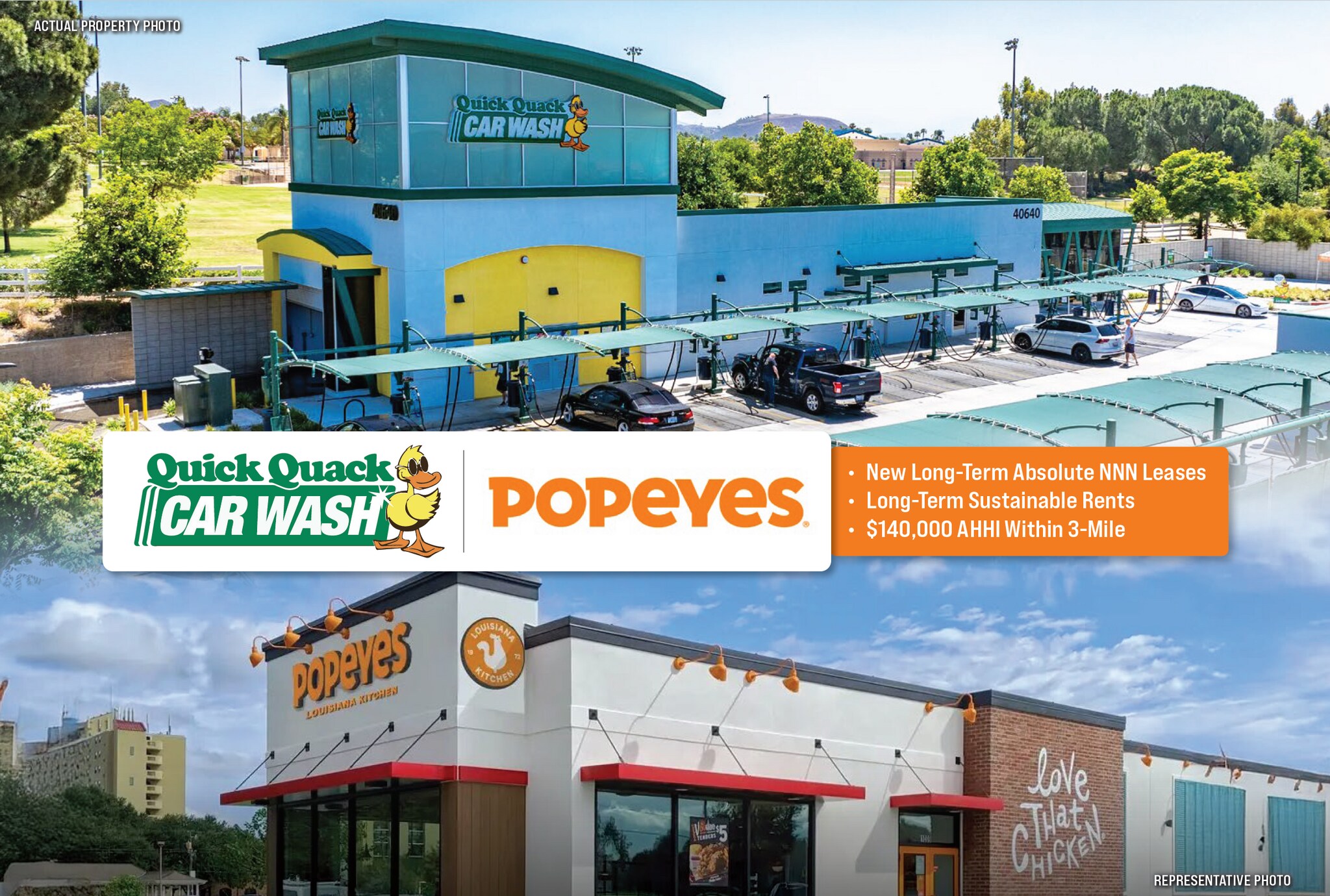 Quick Quack Car Wash & Popeye's cartera de 2 inmuebles en venta en LoopNet.es Foto del edificio- Imagen 1 de 6